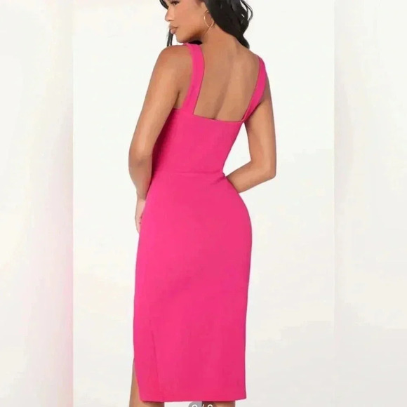 SHEIN Women's BAE Slit Knee-Length Bodycon Dress Size XS Hot Pink it is NWOT - Picture 2 of 11